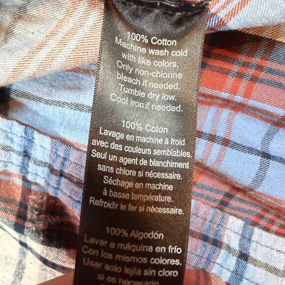 Men S Kavu Multicolor Plaid Button-Down Shirt Long Sleeve Cotton Elbow Patch - Picture 5 of 6